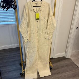 Target Cream Button-Down Jumpsuit